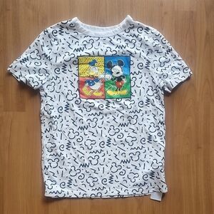 Kids Cartoon Print White and Black T-Shirt